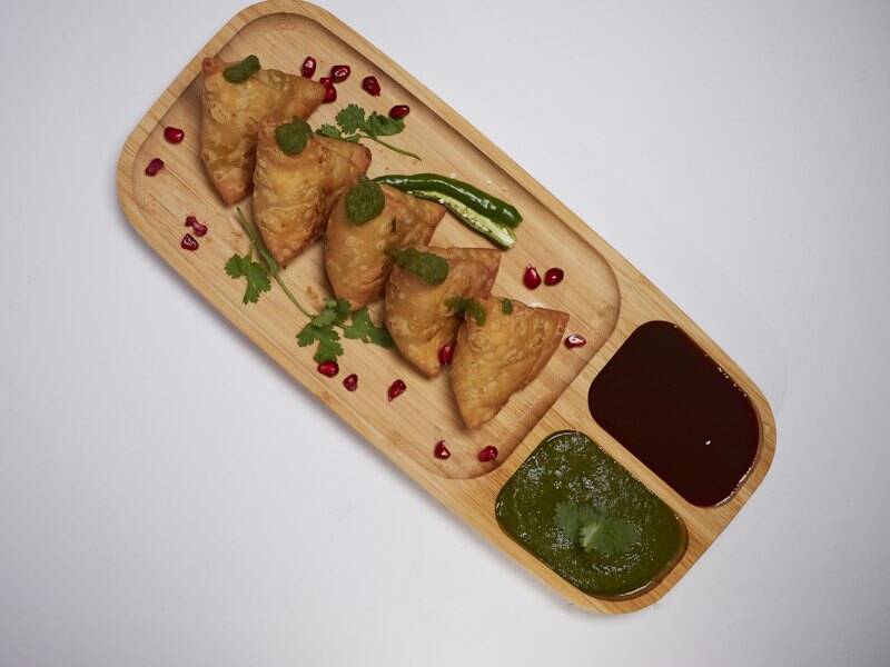 Samosas with chutneys