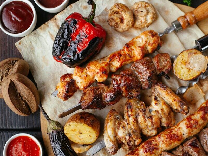 Grilled chicken skewers